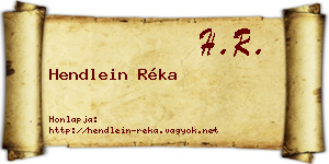 Hendlein Réka névjegykártya