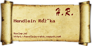 Hendlein Réka névjegykártya